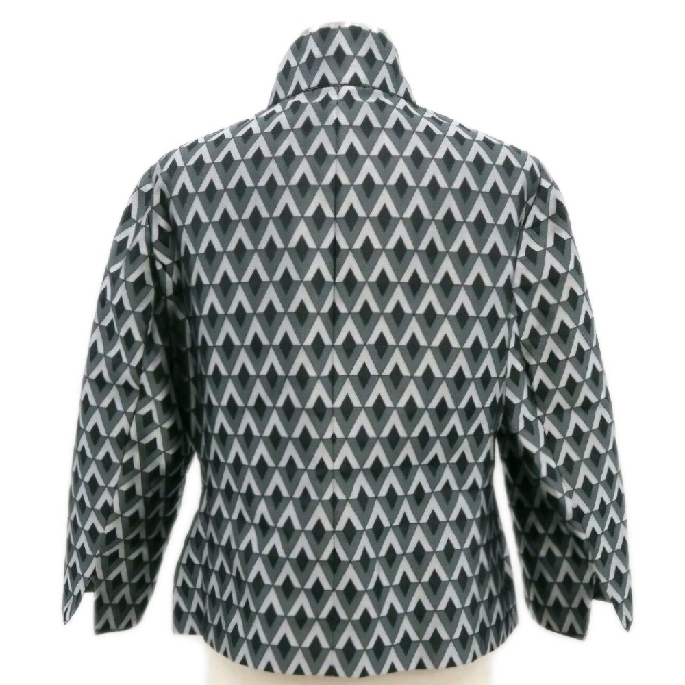 Carlisle Geometric Jacquard Skirt Suit Set Jacket & Pencil Skirt Black Silver 8 - Picture 8 of 16